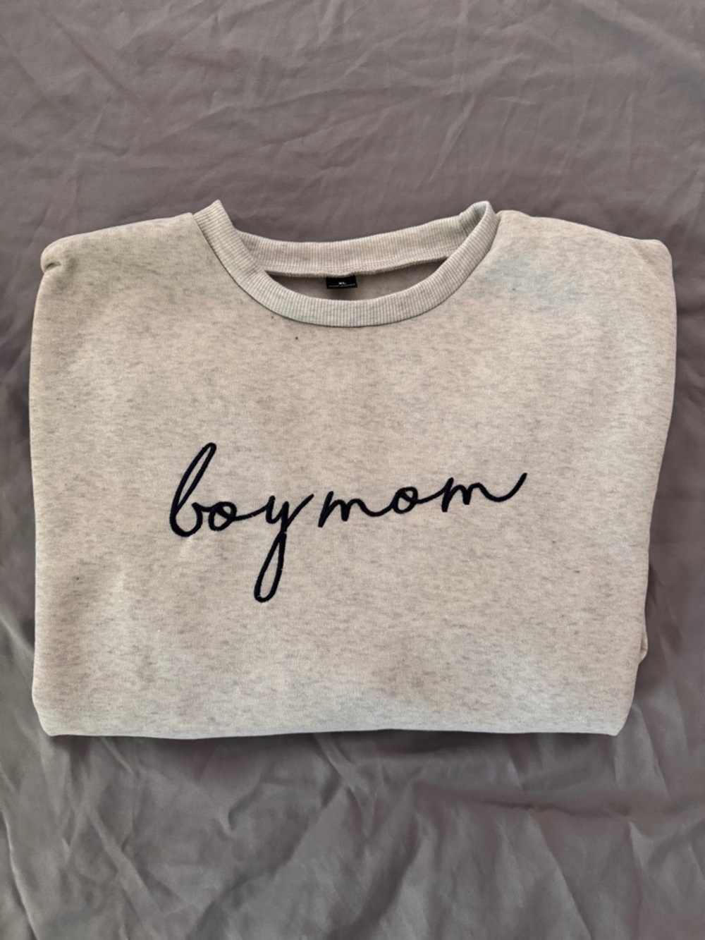 Boymom Script Sweatshirt - Light Gray Top